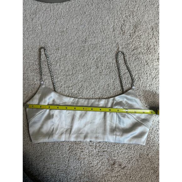 Boohoo champagne bra top with rhinestone straps, size 2 - Picture 9 of 11